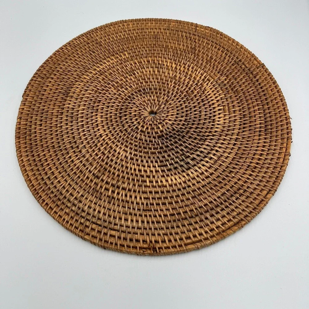 Rattan Placemat Unisex 15.5in Brown Very Good Woven Wicker Boho Decor